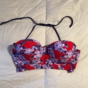 Floral bustier swim bikini top